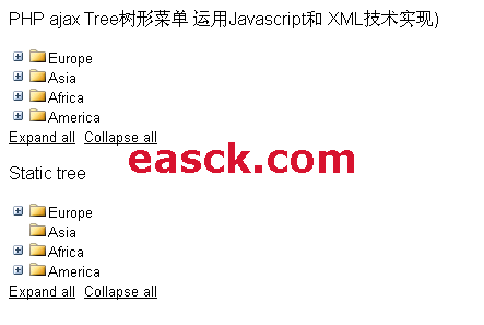 PHP ajax Tree树形菜单 v1.0