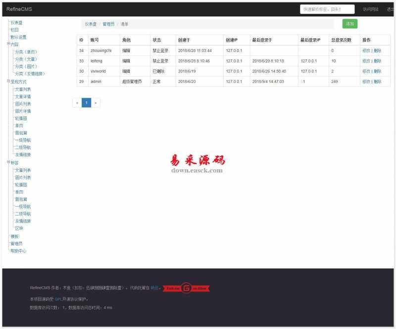 RefineCMS-内容管理系统 v1.0