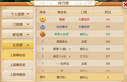 梦幻西游手游比武排行榜怎么查看