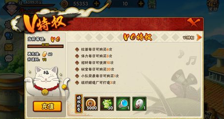 火影忍者手游VIP特权 vip1-6价格及特权介绍