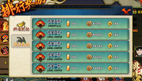 火影忍者手游排行榜段位及对应奖励介绍