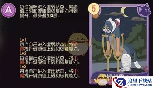 《猫和老鼠》手游A级知识卡越挫越勇技能属性介绍