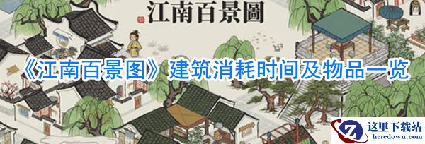 《江南百景图》建筑消耗时间及物品一览