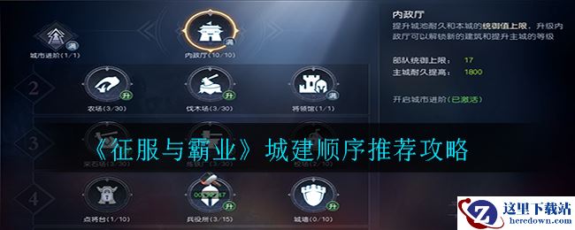 《征服与霸业》城建顺序推荐攻略